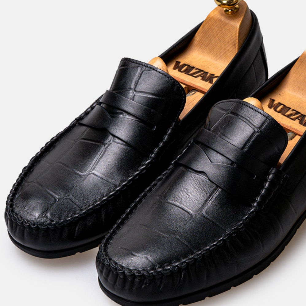Volzak 048 Black Leather Moccasin