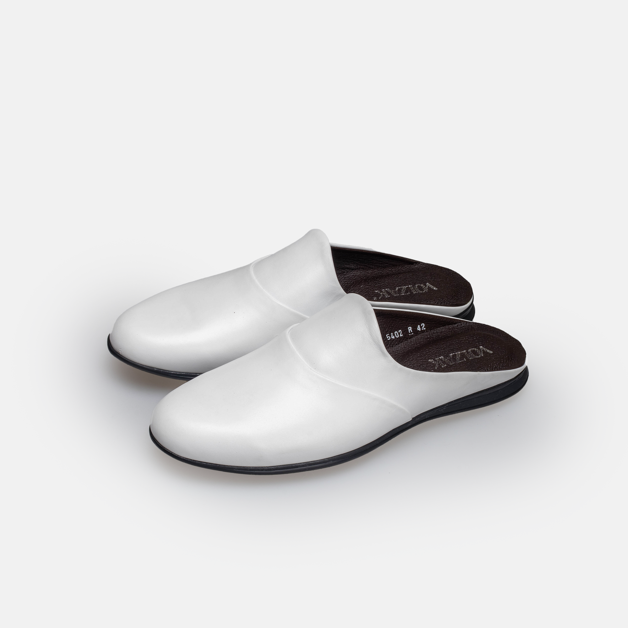 Volzak 5402 White Leather Mule