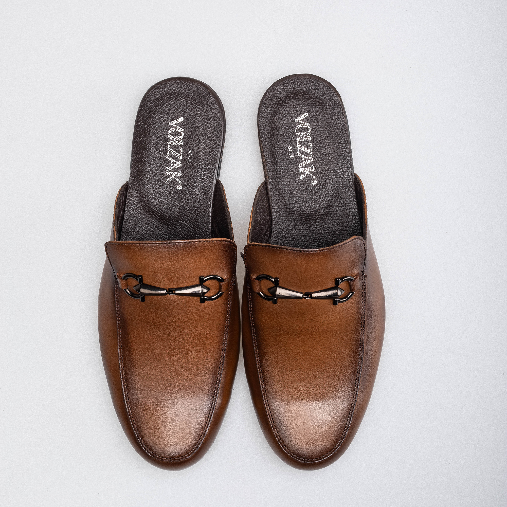 Volzak 5403 Mule en cuir Marron Vintage