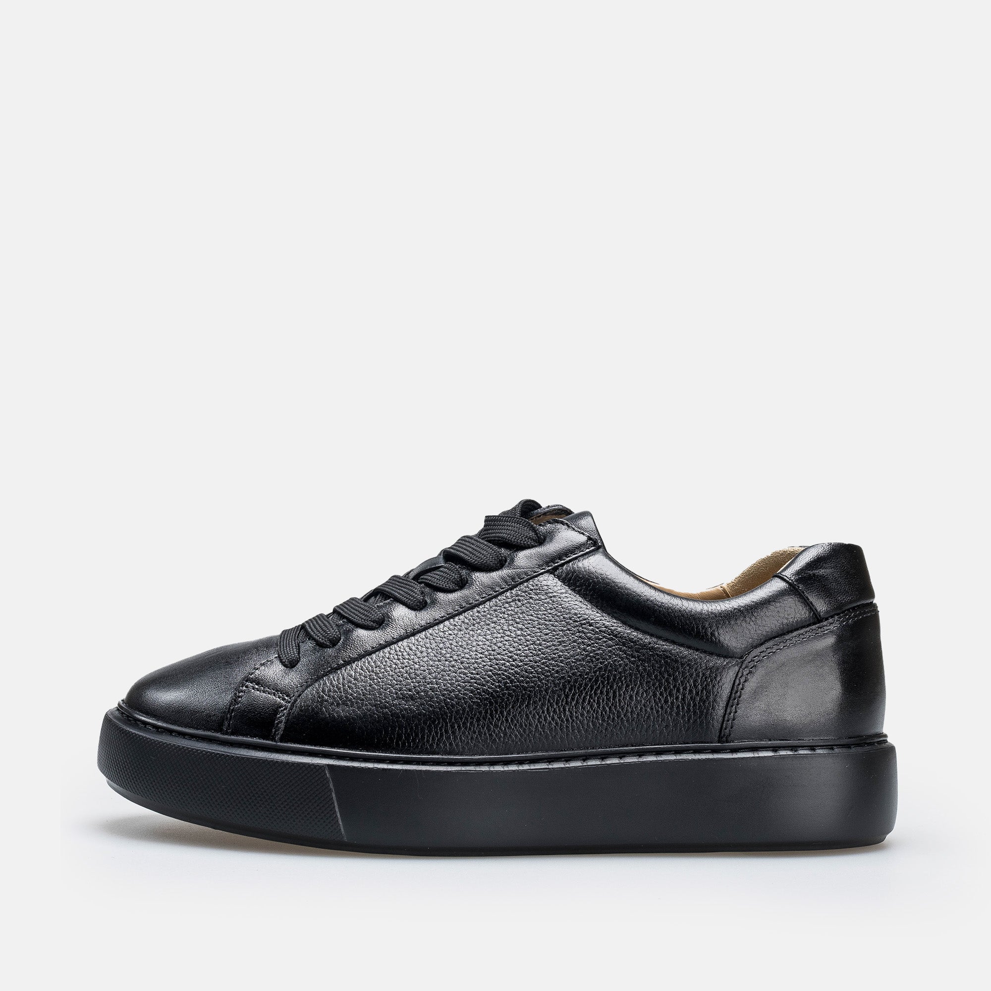 Volzak 1835 Black Grained Leather Sneakers