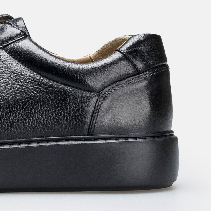 Volzak 1835 Black Grained Leather Sneakers