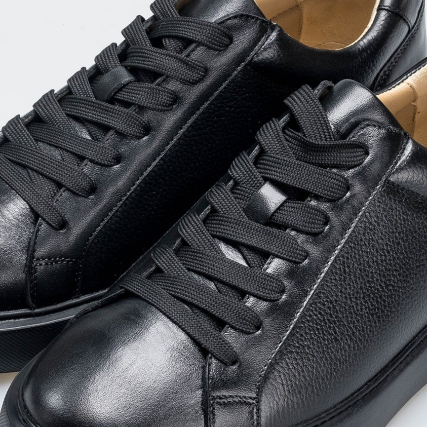 Volzak 1835 Black Grained Leather Sneakers