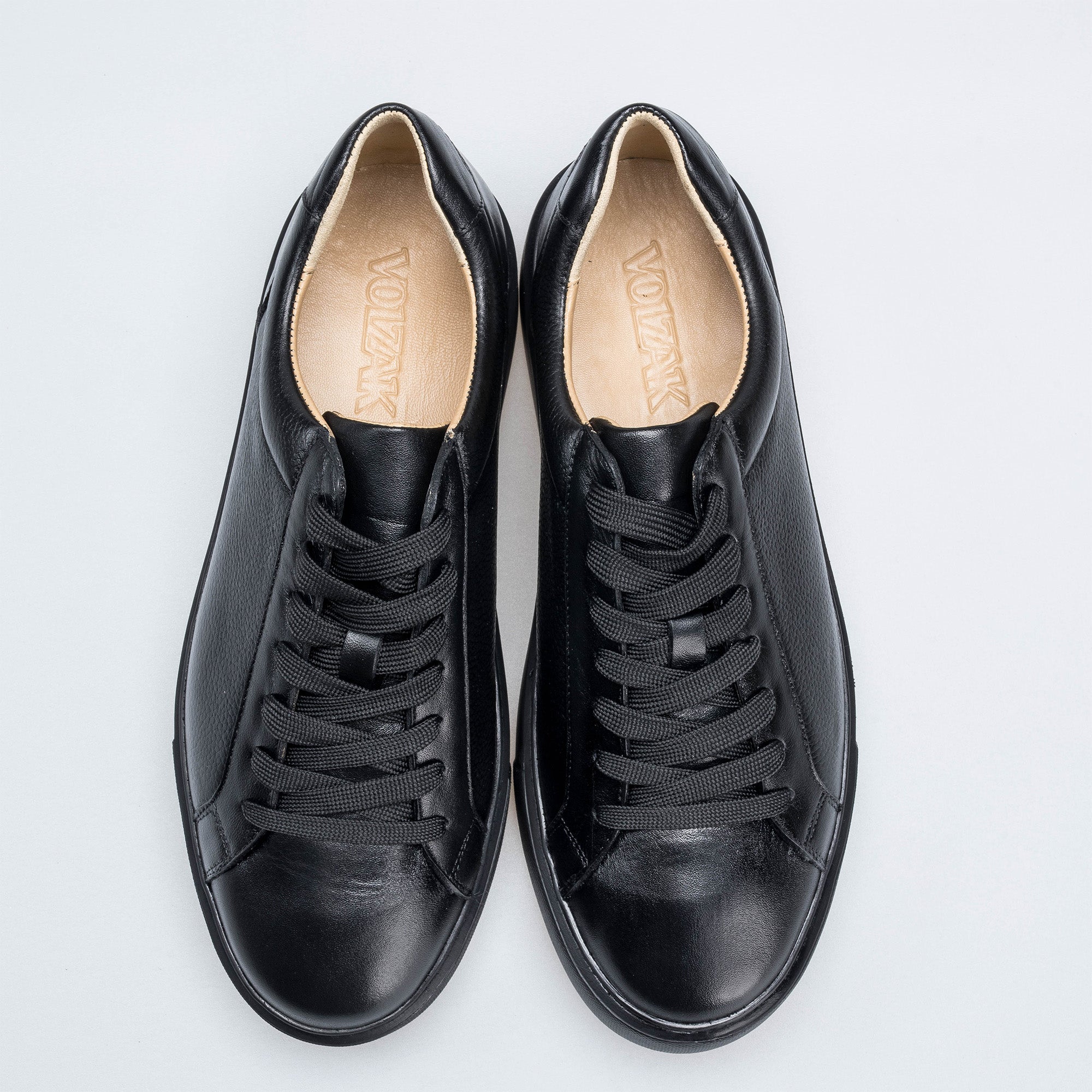 Volzak 1835 Black Grained Leather Sneakers