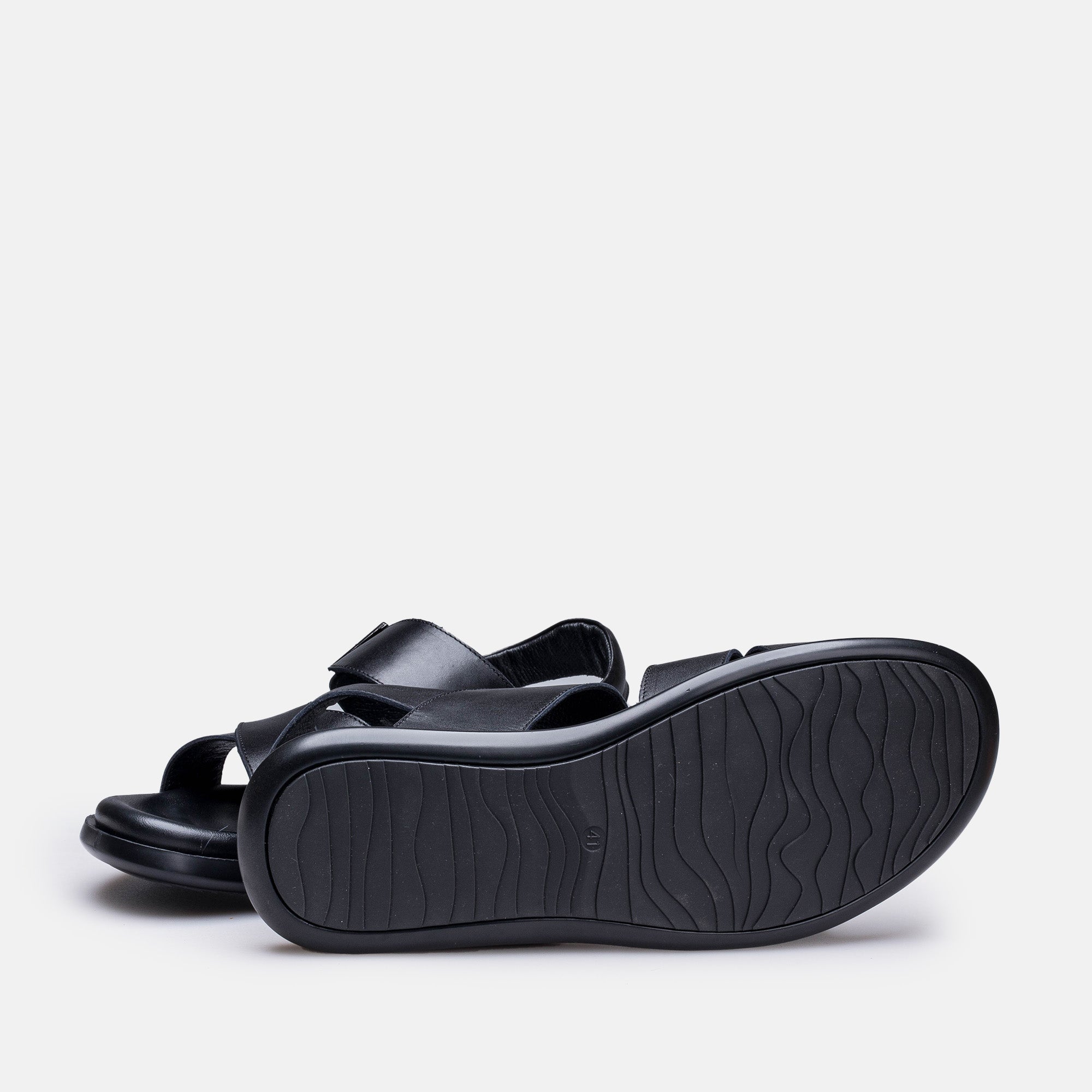 Volzak 5415 Black Leather Sandal