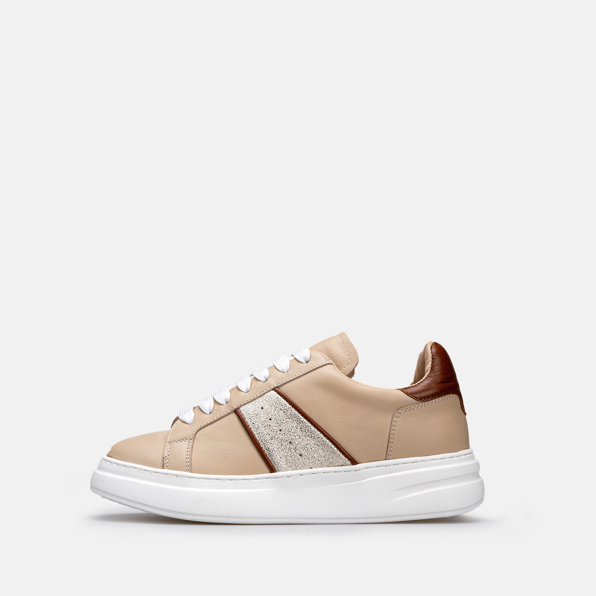 Volzak 1016 Basket en cuir Beige Camel