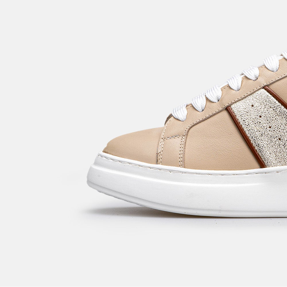 Volzak 1016 Basket en cuir Beige Camel