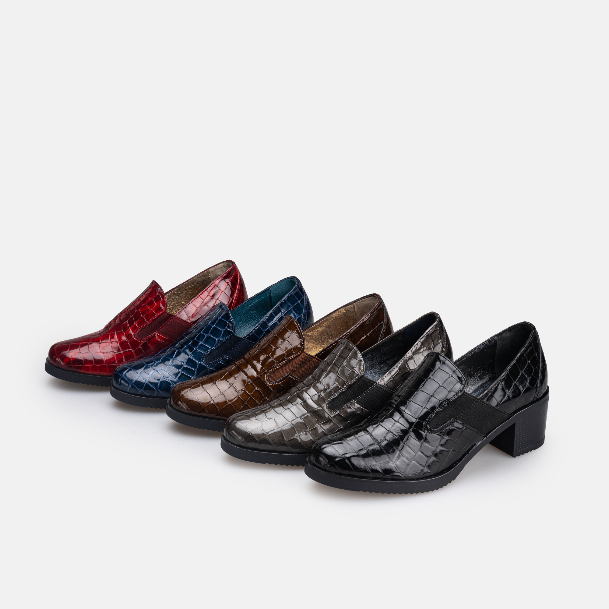 Volzak 535 chaussure en cuir Gris Serpent Vernis